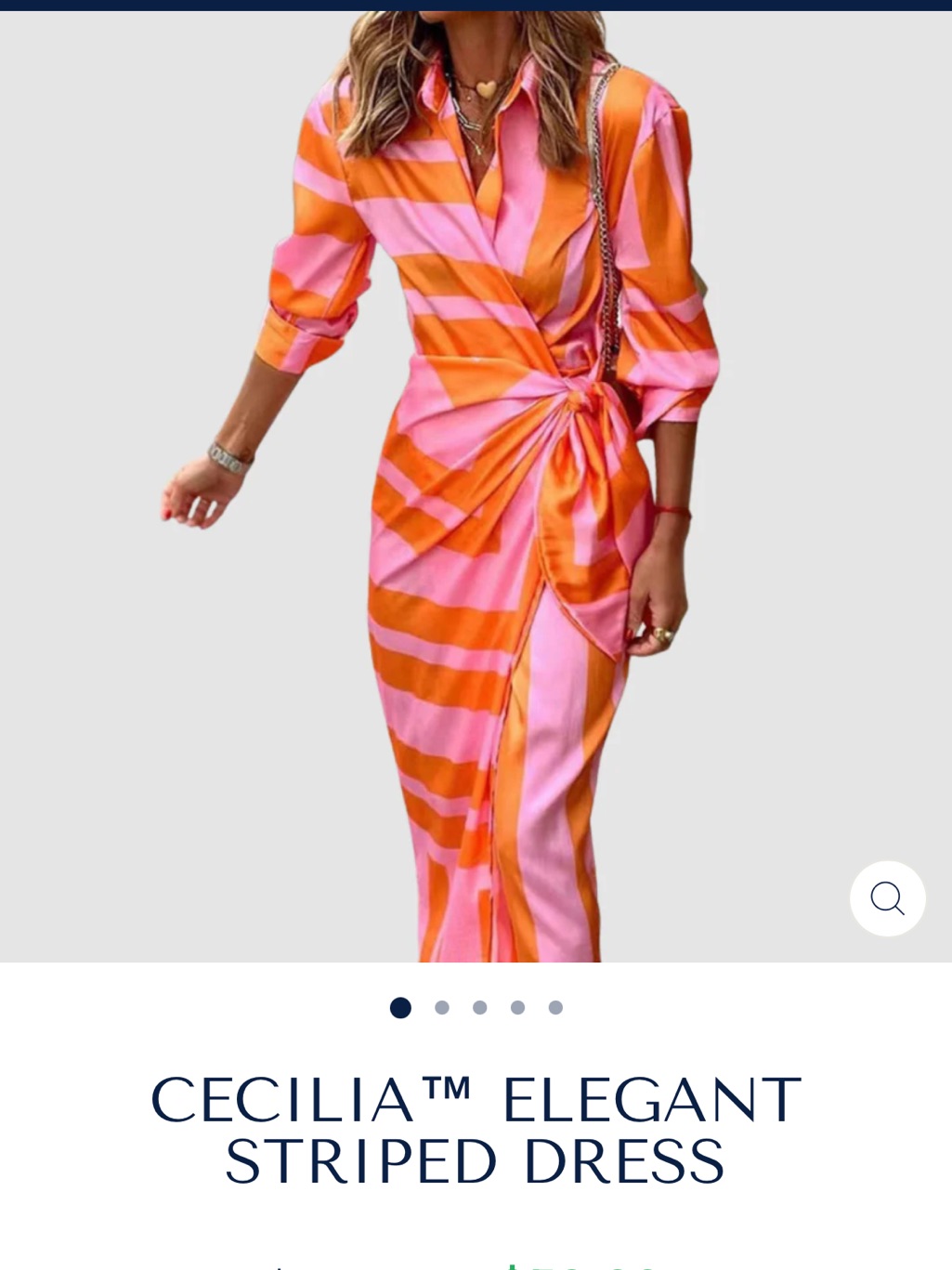 Elegant Pink & Orange Striped Wrap Dress